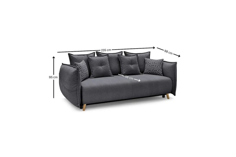 Puffin Sovesofa 3-personers - Antracit - Møbler - Sofaer - Sovesofaer