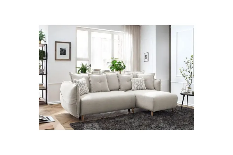 Puffin Sovesofa med divan 3-personers - Cremehvid - Møbler - Sofaer - Sovesofaer