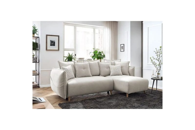 Puffin Sovesofa med divan 3-personers - Cremehvid - Møbler - Sofaer - Sovesofaer