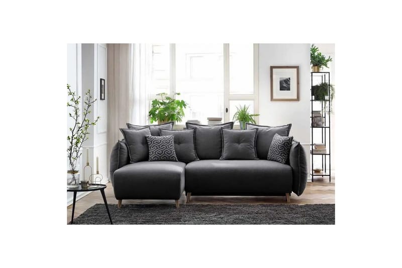 Puffin Sovesofa med divan 3-personers - Antracit - Møbler - Sofaer - Sovesofaer