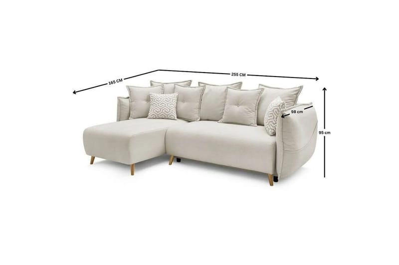 Puffin Sovesofa med divan 3-personers - Cremehvid - Møbler - Sofaer - Sovesofaer