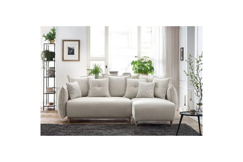 Puffin Sovesofa med divan 3-personers - Cremehvid - Møbler - Sofaer - Sovesofaer