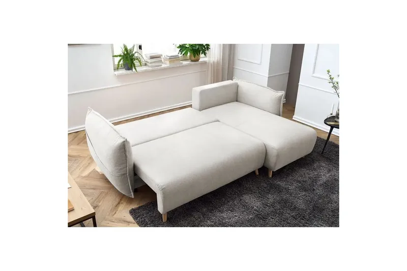Puffin Sovesofa med divan 3-personers - Cremehvid - Møbler - Sofaer - Sovesofaer