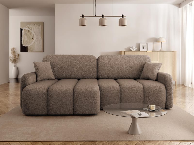 Quarlos 3-personers sovesofa med divan venstre og opbevaring - Brun - Møbler - Sofaer - Sovesofaer