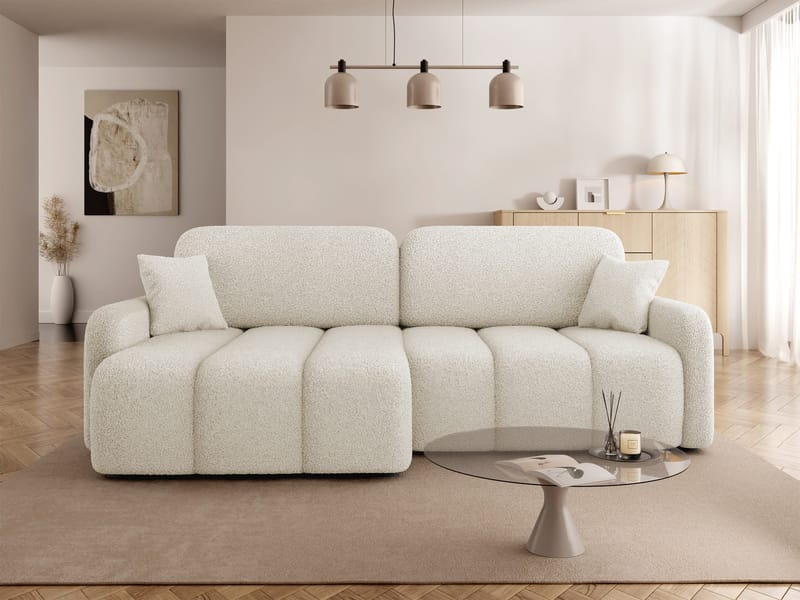Quarlos 3-personers sovesofa med divan venstre og opbevaring - Beige - Møbler - Sofaer - Sovesofaer
