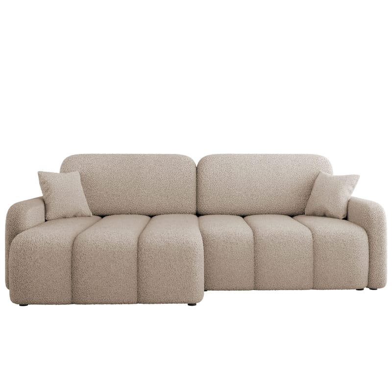 Quarlos 3-personers sovesofa med divan venstre og opbevaring, Mørk beige