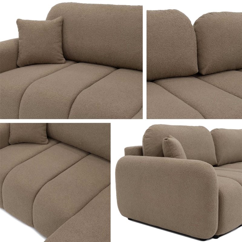 Quarlos 3-personers sovesofa med divan venstre og opbevaring - Mørk beige - Møbler - Sofaer - Sovesofaer
