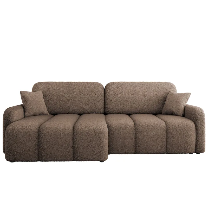 Quarlos 3-personers sovesofa med divan venstre og opbevaring, Brun