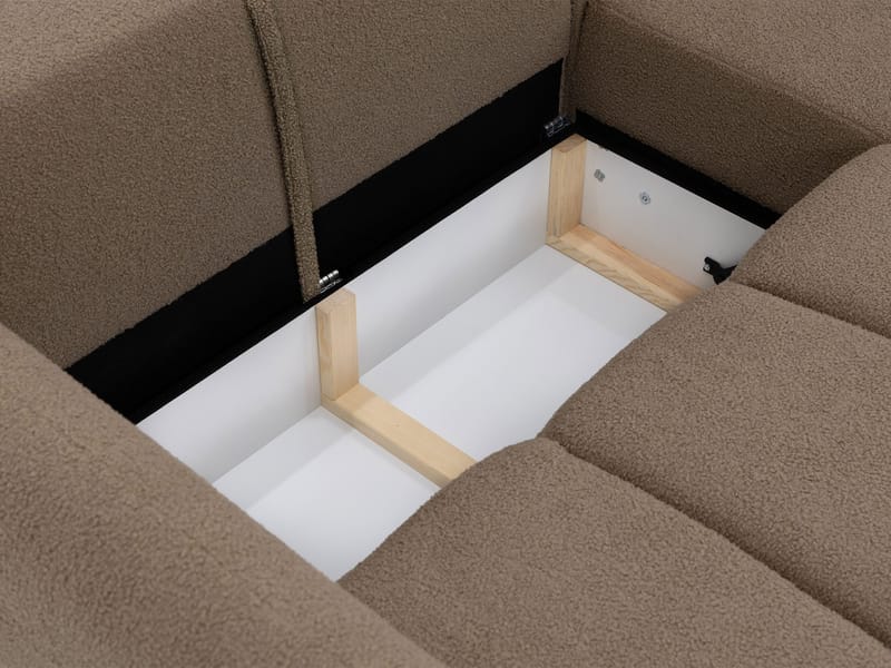 Quarlos 3-personers sovesofa med divan venstre og opbevaring - Mørk beige - Møbler - Sofaer - Sovesofaer