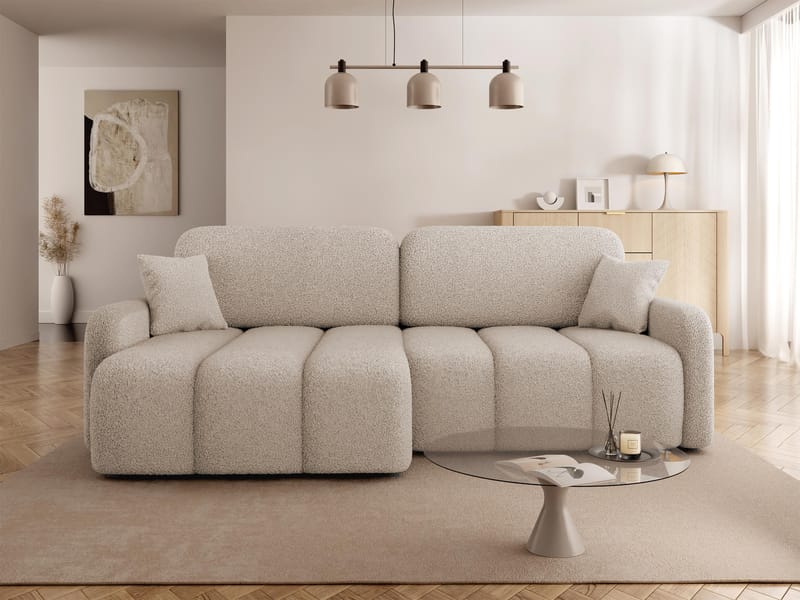 Quarlos 3-personers sovesofa med divan venstre og opbevaring - Mørk beige - Møbler - Sofaer - Sovesofaer