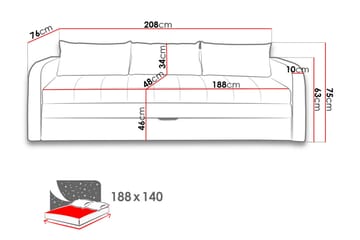 Rafal sovesofa 208x76x75 cm - Møbler - Sofaer - Sovesofaer