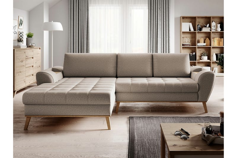 Rathkeale 3-personers Hjørnesofa - Beige - Sovesofaer - Hjørnesovesofa