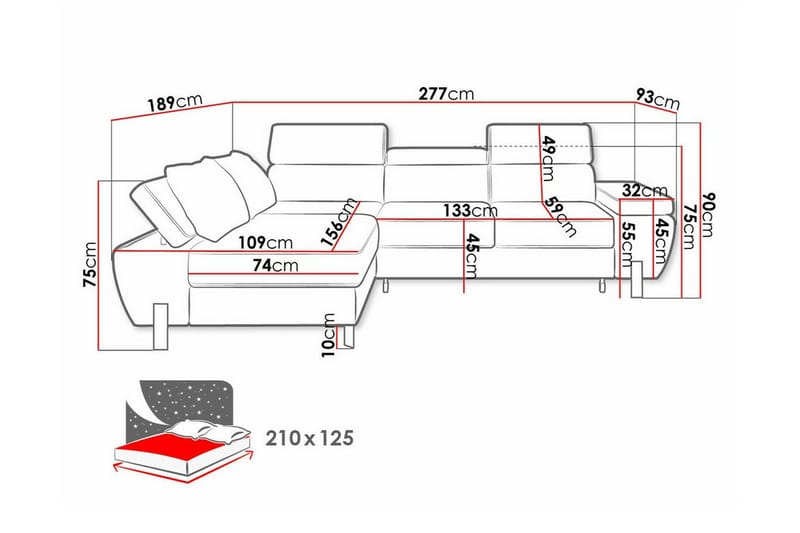 Rathkeale 4-sits Hörnbäddsoffa Dark grey - Møbler - Sofaer - Sovesofaer