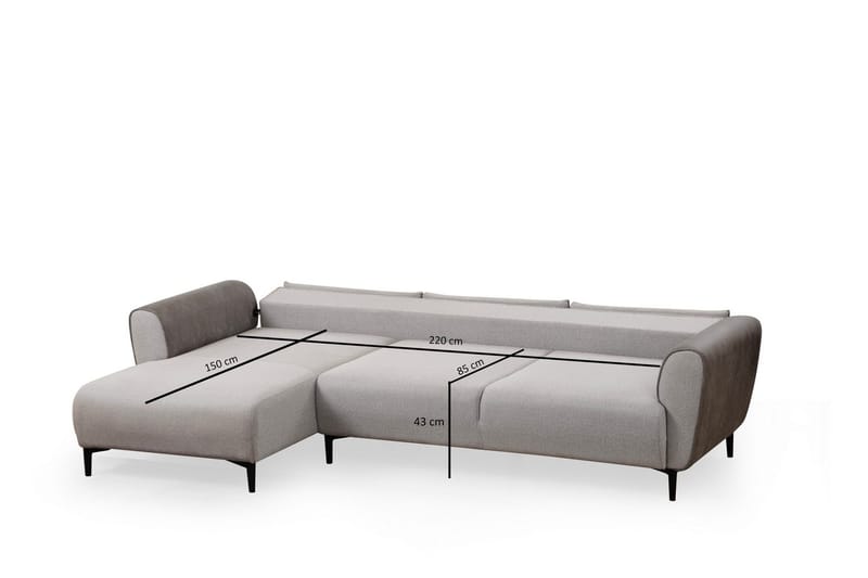 Rebelo 3-personers Venstrevendt L-formet Sovesofa 85x220 cm i Bouclé - Grå - Møbler - Sofaer - Sovesofaer