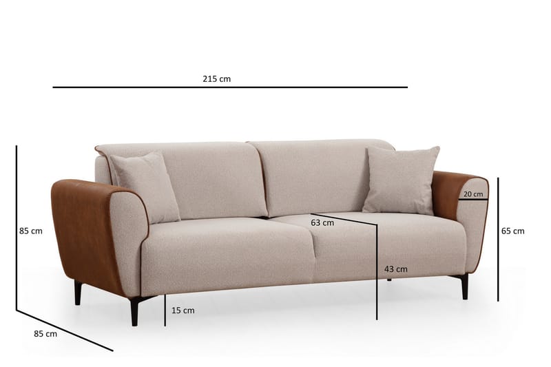 Rebelo 3-Pers. Sovesofa - Beige - Sovesofaer