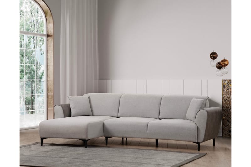 Rebelo 3-personers Venstrevendt L-formet Sovesofa 85x220 cm i Bouclé - Grå - Møbler - Sofaer - Sovesofaer