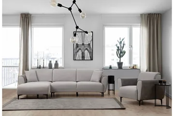 Rebelo 3-personers Venstrevendt L-formet Sovesofa 85x220 cm i Bouclé - Grå - Møbler - Sofaer - Sovesofaer