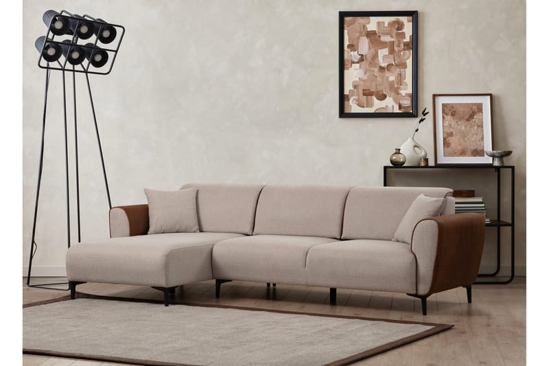 Rebelo Sovesofa med chaiselong - Beige - Sovesofaer - Hjørnesovesofa