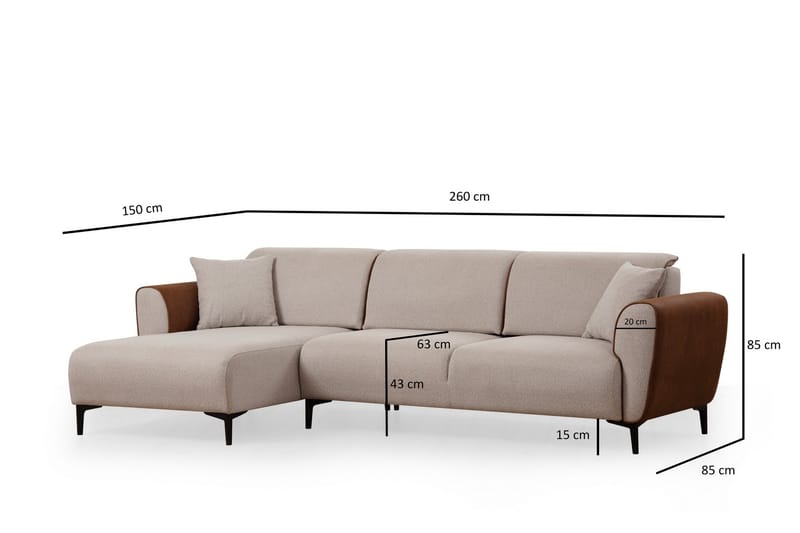 Rebelo Sovesofa med chaiselong - Beige - Møbler - Sofaer - Sovesofaer