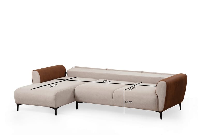 Rebelo Sovesofa med chaiselong - Beige - Sovesofaer - Hjørnesovesofa