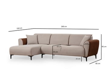 Rebelo Sovesofa med chaiselong - Beige - Møbler - Sofaer - Sovesofaer