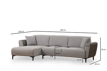 Rebelo Sovesofa med chaiselong - Grå - Møbler - Sofaer - Sovesofaer