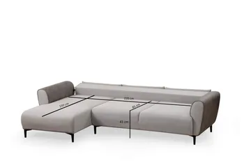 Rebelo Sovesofa med chaiselong - Grå - Møbler - Sofaer - Sovesofaer