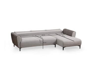 Rebelo Sovesofa med chaiselong - Grå - Møbler - Sofaer - Sovesofaer