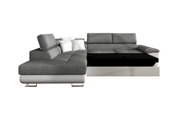 Reginia 3-personers Venstre Hjørnesovesofa 125x195 cm med Opbevaring i Bouclé - Hvid - Møbler - Sofaer - Sovesofaer