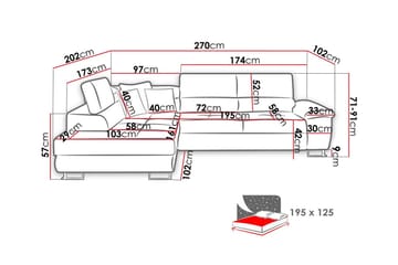 Reginia 3-personers Hjørnesovesofa - Møbler - Sofaer - Sovesofaer