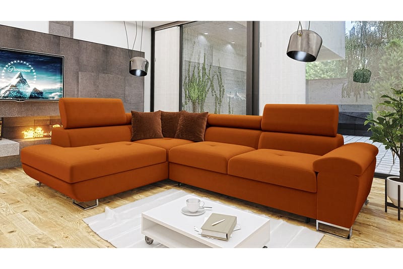 Reginia 3-personers Hjørnesovesofa - Mørke orange - Sovesofaer - Hjørnesovesofa