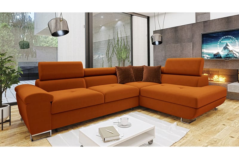 Reginia 3-personers Hjørnesovesofa - Orange - Sovesofaer - Hjørnesovesofa