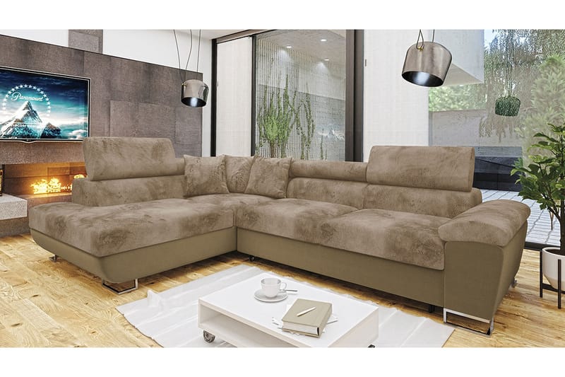 Reginia 3-personers Hjørnesovesofa - Brun/Beige - Sovesofaer - Hjørnesovesofa