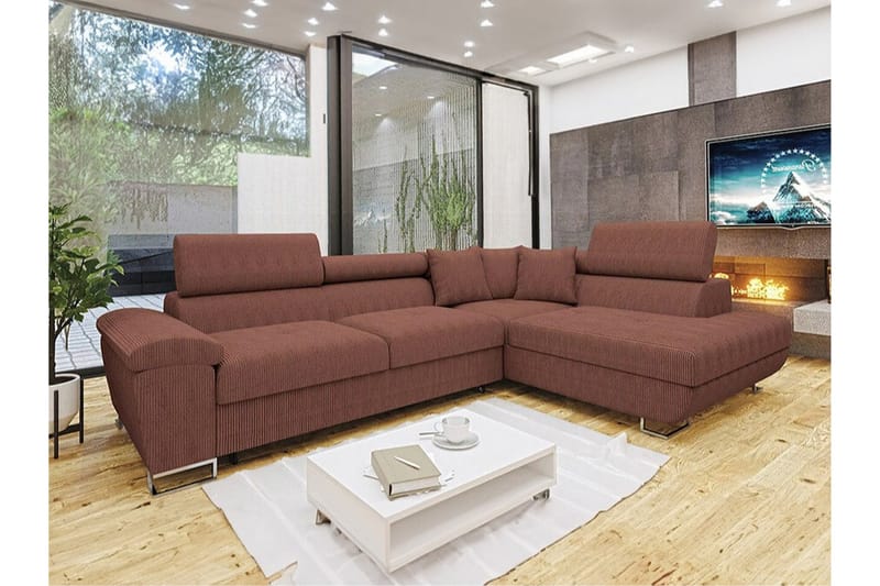 Reginia 3-personers Hjørnesovesofa - Brun - Møbler - Sofaer - Sovesofaer
