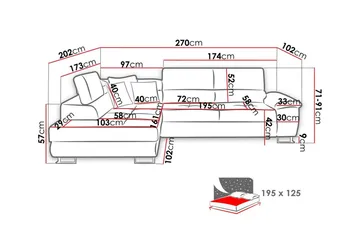 Reginia 3-personers Hjørnesovesofa - Møbler - Sofaer - Sovesofaer