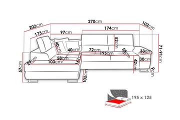 Reginia 3-personers Hjørnesovesofa - Møbler - Sofaer - Sovesofaer