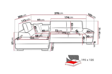 Reginia 3-personers Hjørnesovesofa - Møbler - Sofaer - Sovesofaer