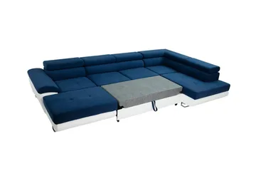 Reginia 4-sæders Hjørnesovesofa 125x270 cm med Lift Up Opbevaring i Fløjl - Marineblå - Møbler - Sofaer - Sovesofaer