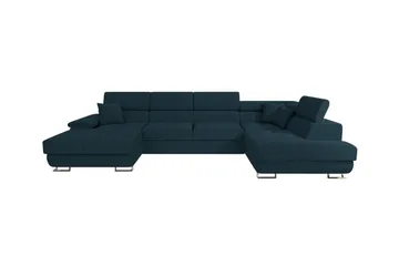 Reginia 4-personers Hjørnesovesofa 125x270 cm med Opbevaring i Manchesterstof - Blå - Møbler - Sofaer - Sovesofaer