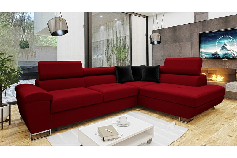 Reginia 4-personers Hjørnesovesofa - Rød - Møbler - Sofaer - Sovesofaer