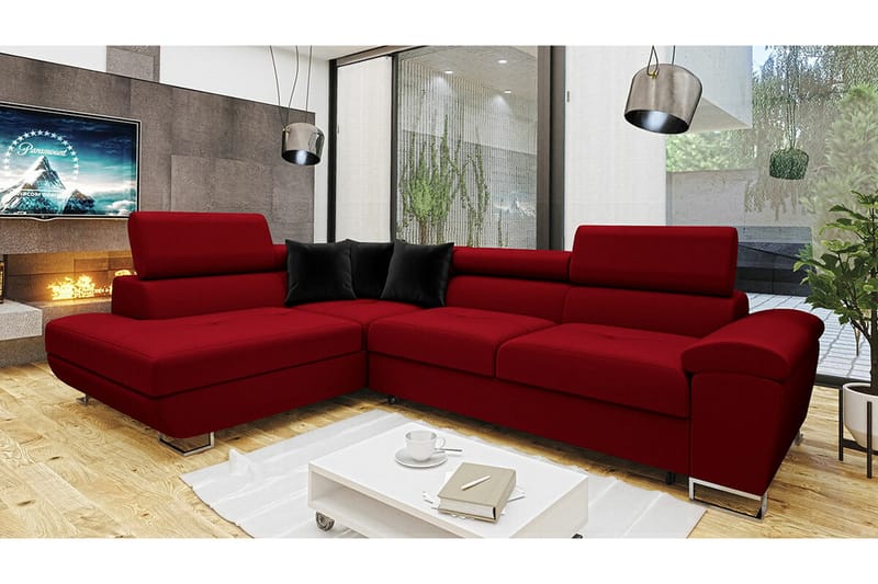 Reginia 4-personers Hjørnesovesofa - Rød - Møbler - Sofaer - Sovesofaer