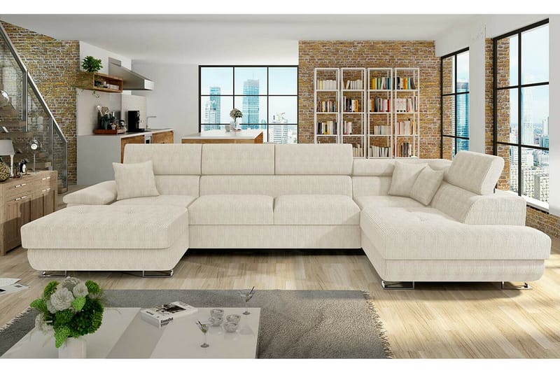 Reginia 4-personers Hjørnesovesofa - Beige - Sovesofaer - Hjørnesovesofa