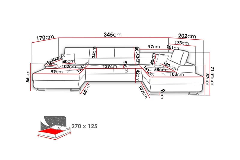 Reginia 4-personers Hjørnesovesofa - Beige - Sovesofaer - Hjørnesovesofa