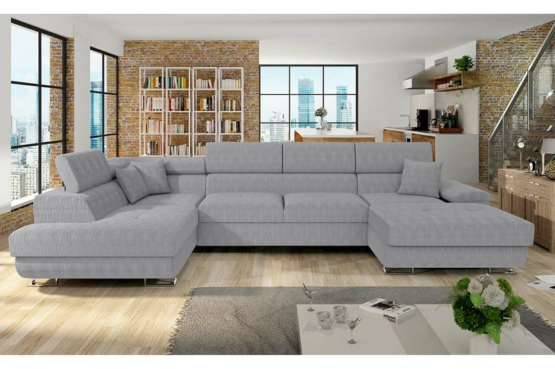 Reginia 4-personers Hjørnesovesofa - Lysegrå - Møbler - Sofaer - Sovesofaer