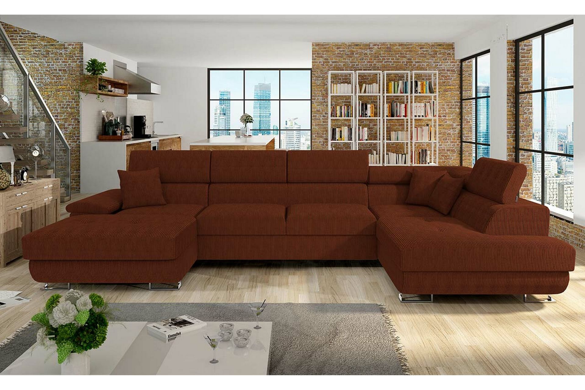 Reginia 4-personers Hjørnesovesofa - Mørkebrun - Møbler - Sofaer - Sovesofaer