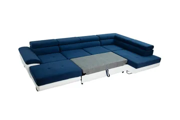 Reginia 4-personers Hjørnesovesofa 125x270 cm med Opbevaring i Manchesterstof - Blå - Møbler - Sofaer - Sovesofaer