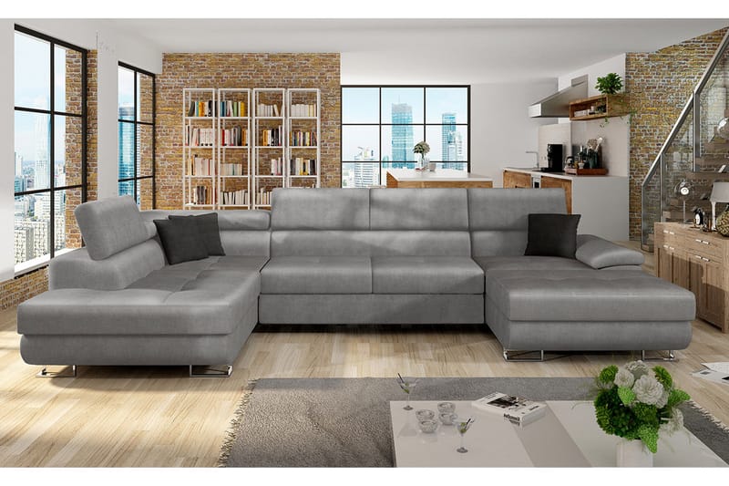 Reginia Hjørnesofa Venstre - Grå - Møbler - Sofaer - Sovesofaer