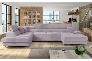 Reginia Hjørnesovesofa - Blå/Hvid/Gul - Møbler - Sofaer - Sovesofaer
