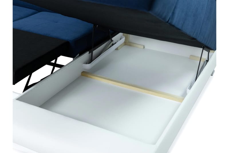 Reginia Sovesofa med Chaiselong og Dobbelt Chaiselong 4-personers i Kunstlæder - Hvid / Grå - Møbler - Sofaer - Sovesofaer