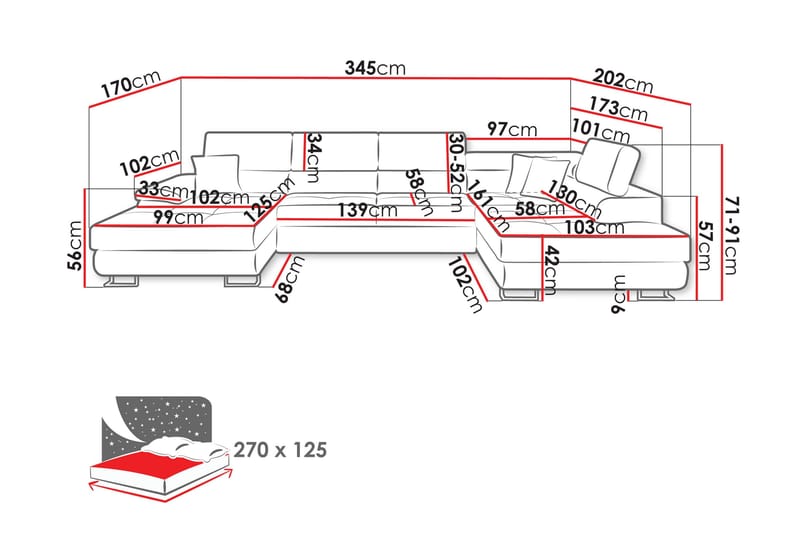 Reginia Sovesofa Med Divan Og Chaiselong 4-Personers - Grøn - Møbler - Sofaer - Sovesofaer